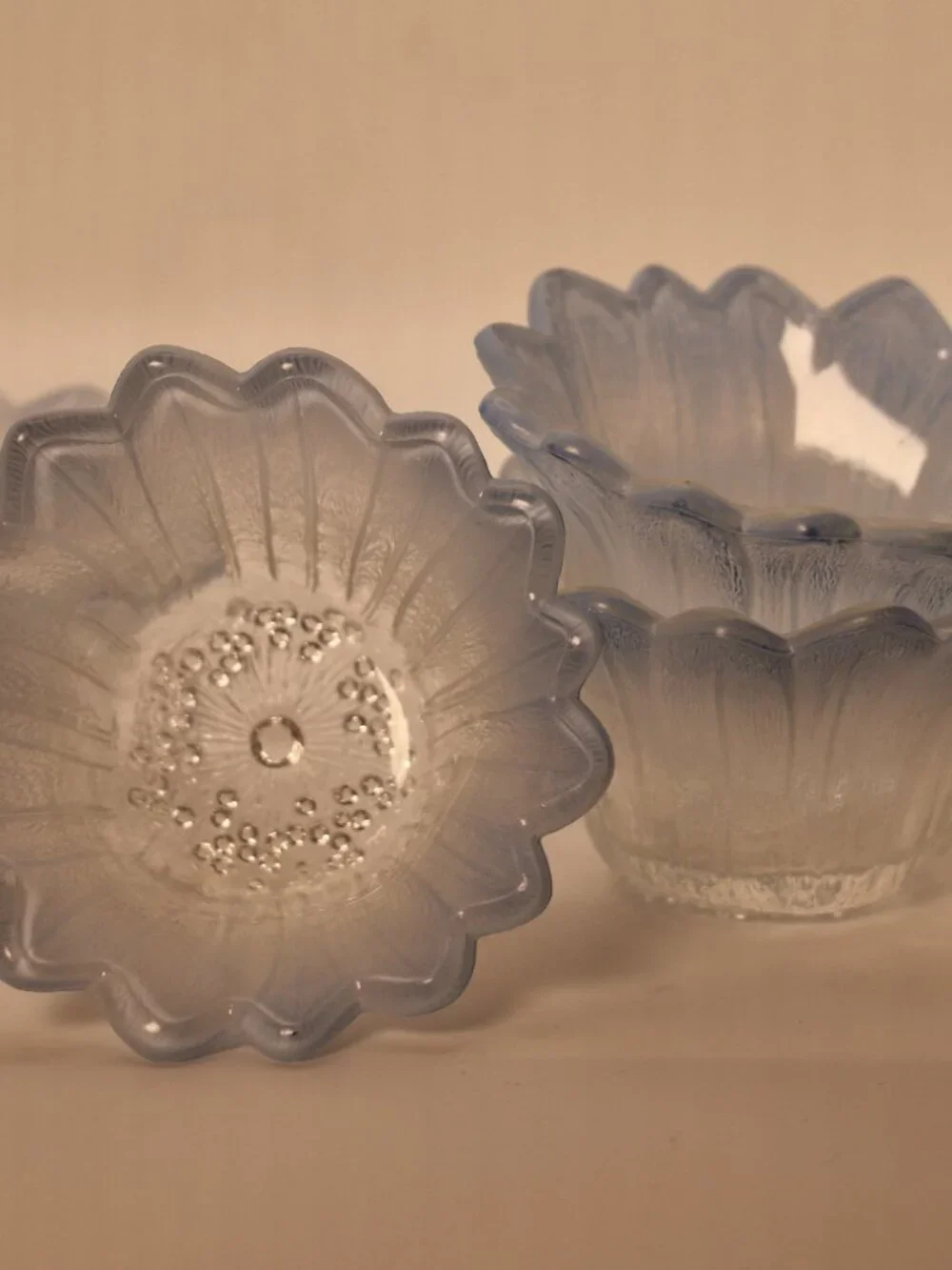 Frosted Glass Flower Bowls